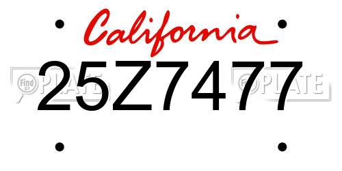 25Z7477 California License Plate