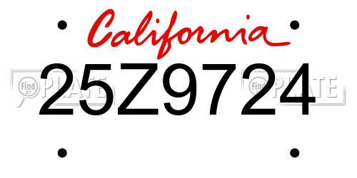 25Z9724 California License Plate