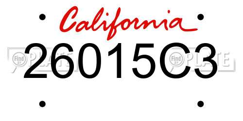 26015C3 California License Plate