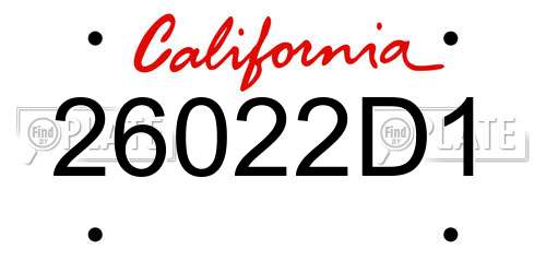 26022D1 California License Plate