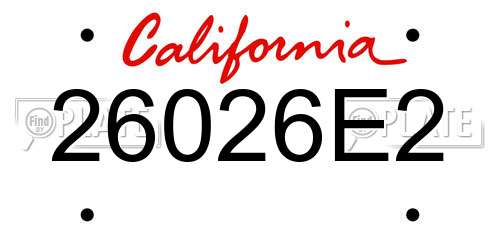 26026E2 California License Plate