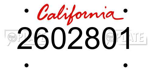 2602801 California License Plate
