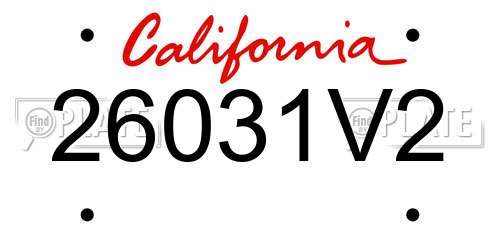 26031V2 California License Plate