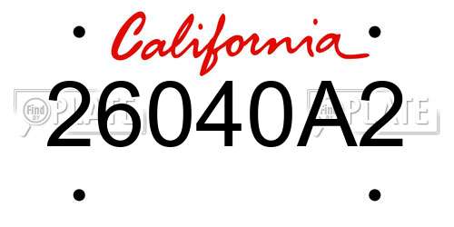 26040A2 California License Plate