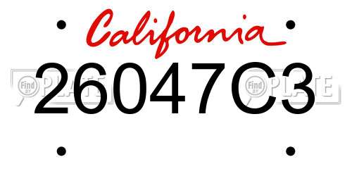 26047C3 California License Plate