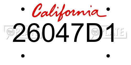 26047D1 California License Plate
