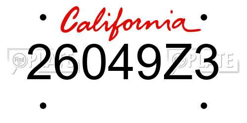 26049Z3 California License Plate