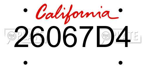 26067D4 California License Plate