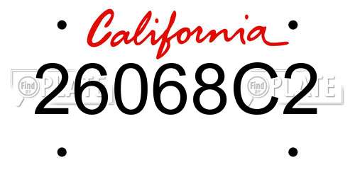 26068C2 California License Plate