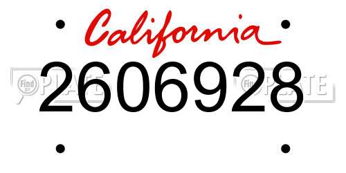 2606928 California License Plate