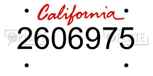 2606975 California License Plate