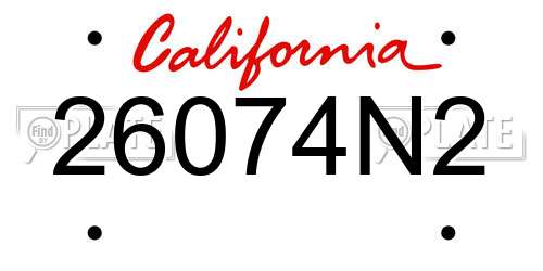 26074N2 California License Plate
