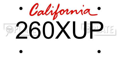 260XUP California License Plate
