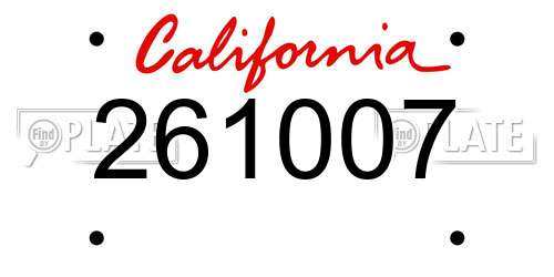 261007 California License Plate