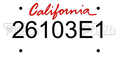 26103E1 California License Plate
