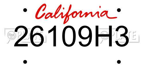 26109H3 California License Plate