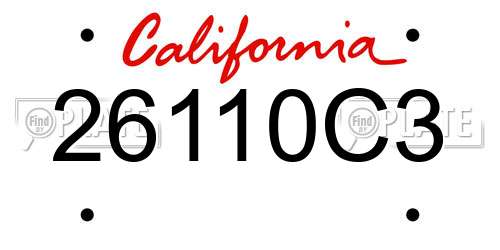 26110C3 California License Plate