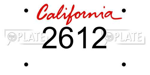 2612 California License Plate