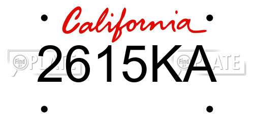 2615KA California License Plate