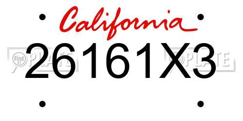 26161X3 California License Plate