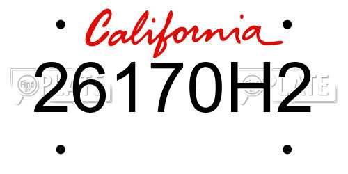 26170H2 California License Plate