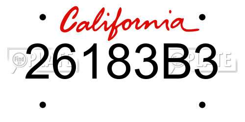 26183B3 California License Plate