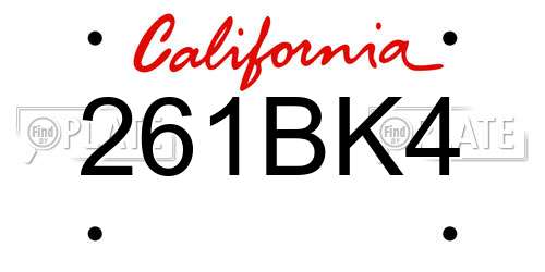 261BK4 California License Plate