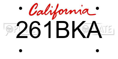 261BKA California License Plate
