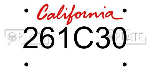 261C30 California License Plate