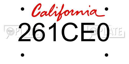 261CE0 California License Plate
