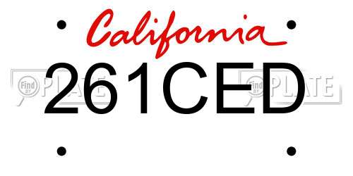 261CED California License Plate
