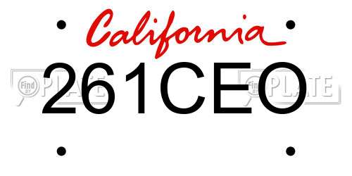 261CEO California License Plate