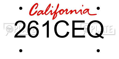 261CEQ California License Plate