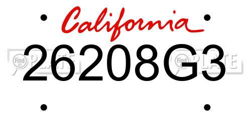 26208G3 California License Plate