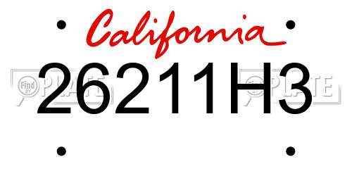 26211H3 California License Plate