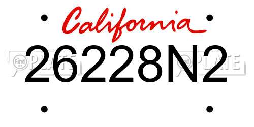 26228N2 California License Plate