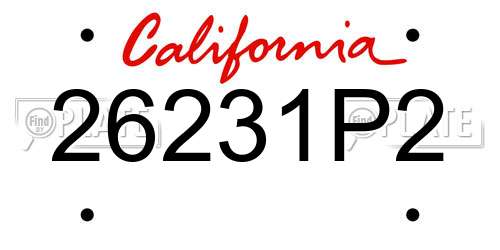 26231P2 California License Plate