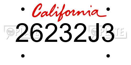 26232J3 California License Plate