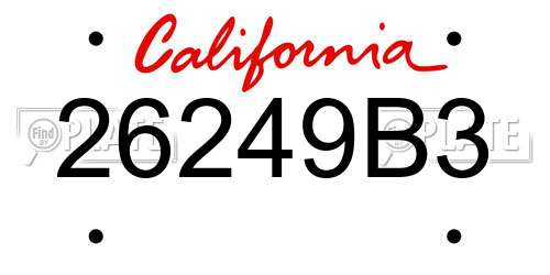 26249B3 California License Plate