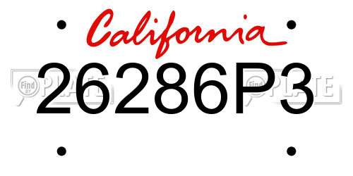 26286P3 California License Plate