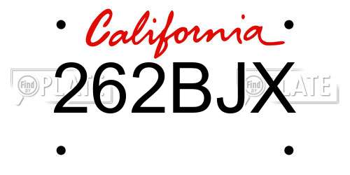 262BJX California License Plate