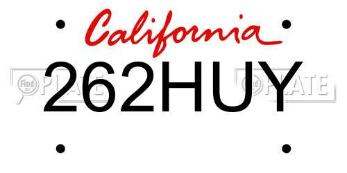 262HUY California License Plate