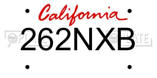 262NXB California License Plate