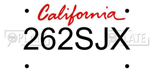 262SJX California License Plate