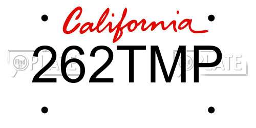 262TMP California License Plate
