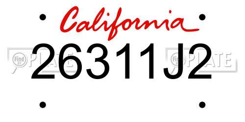 26311J2 California License Plate