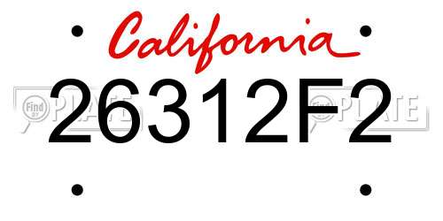 26312F2 California License Plate