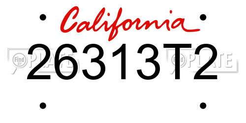 26313T2 California License Plate