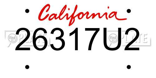 26317U2 California License Plate