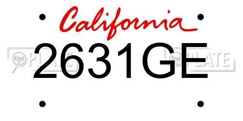 2631GE California License Plate
